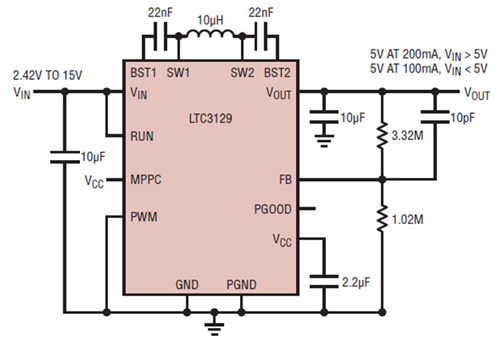 Application circuit of LTC3129 Linear Technology LTC3129